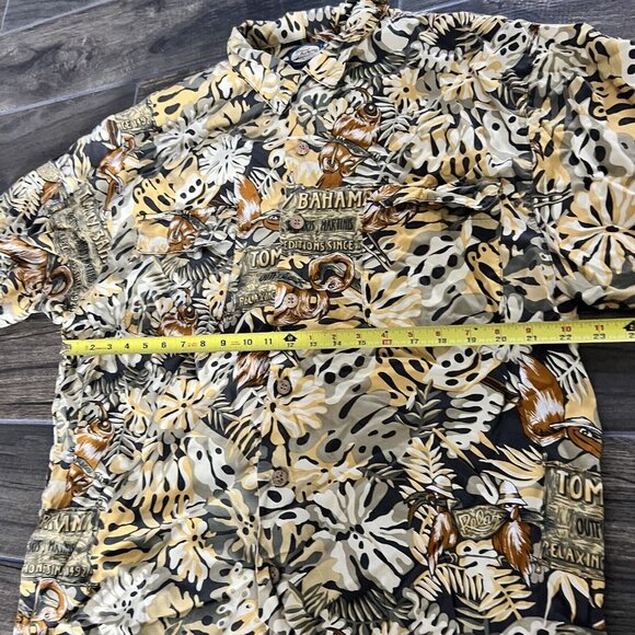 tommy bahama Button Down shirt Florals Birdies Yellow Size large Hawaiian - Picture 3 of 6